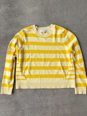 Macys on 34th yellow striped knit pullover sweater long sleeve top